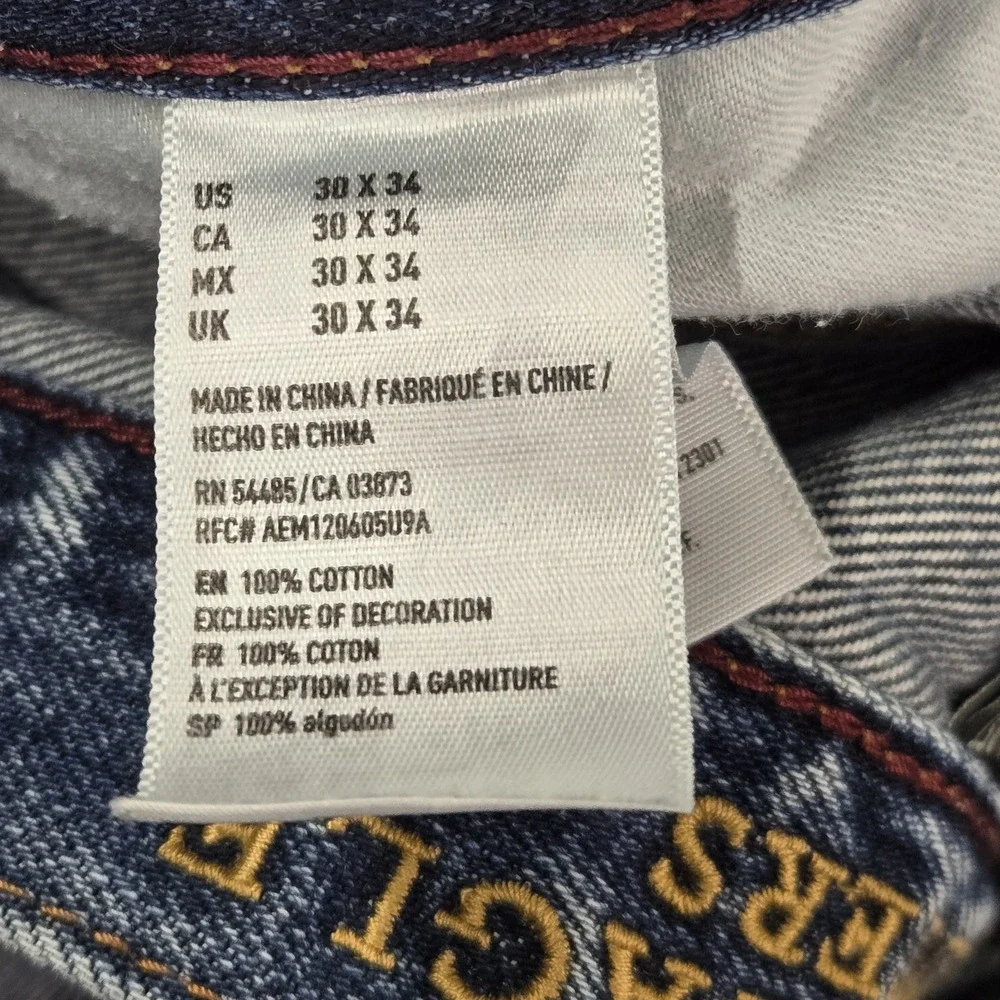 American Eagle Outfitters Men Jeans 30X34 Blue Denim Slim‎ Button 29